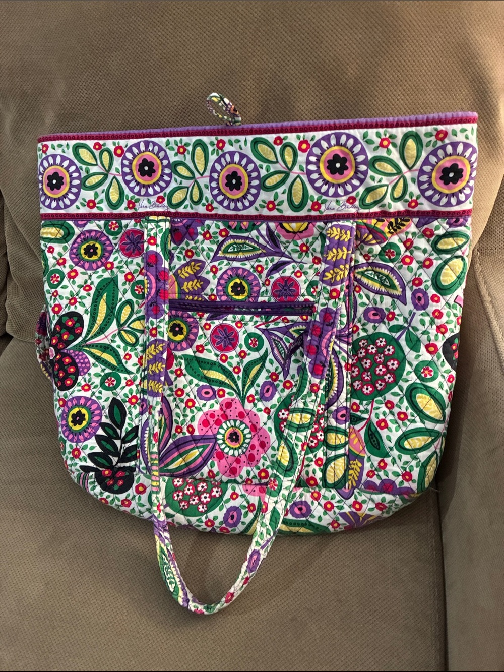 Vera Bradley Quilted Floral retired Tote Bag in Purple & Green
